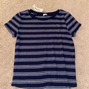 Blue and white striped crop top